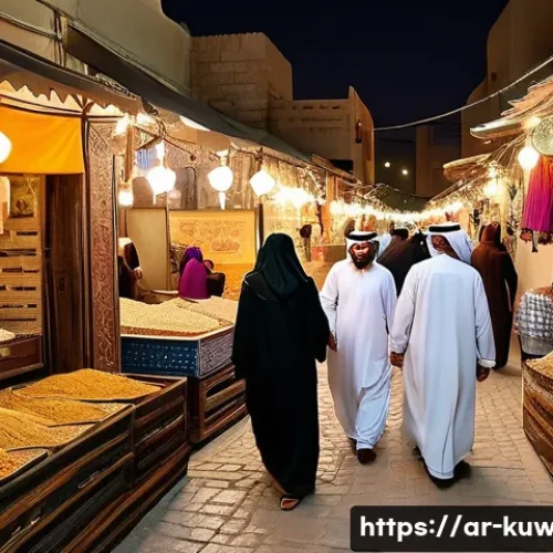 Home 9 쿠웨이트의 저녁시장 체험기 - **Vibrant Kuwaiti Evening Souq Atmosphere:** A lively and bustling traditional Kuwaiti evening marke...
